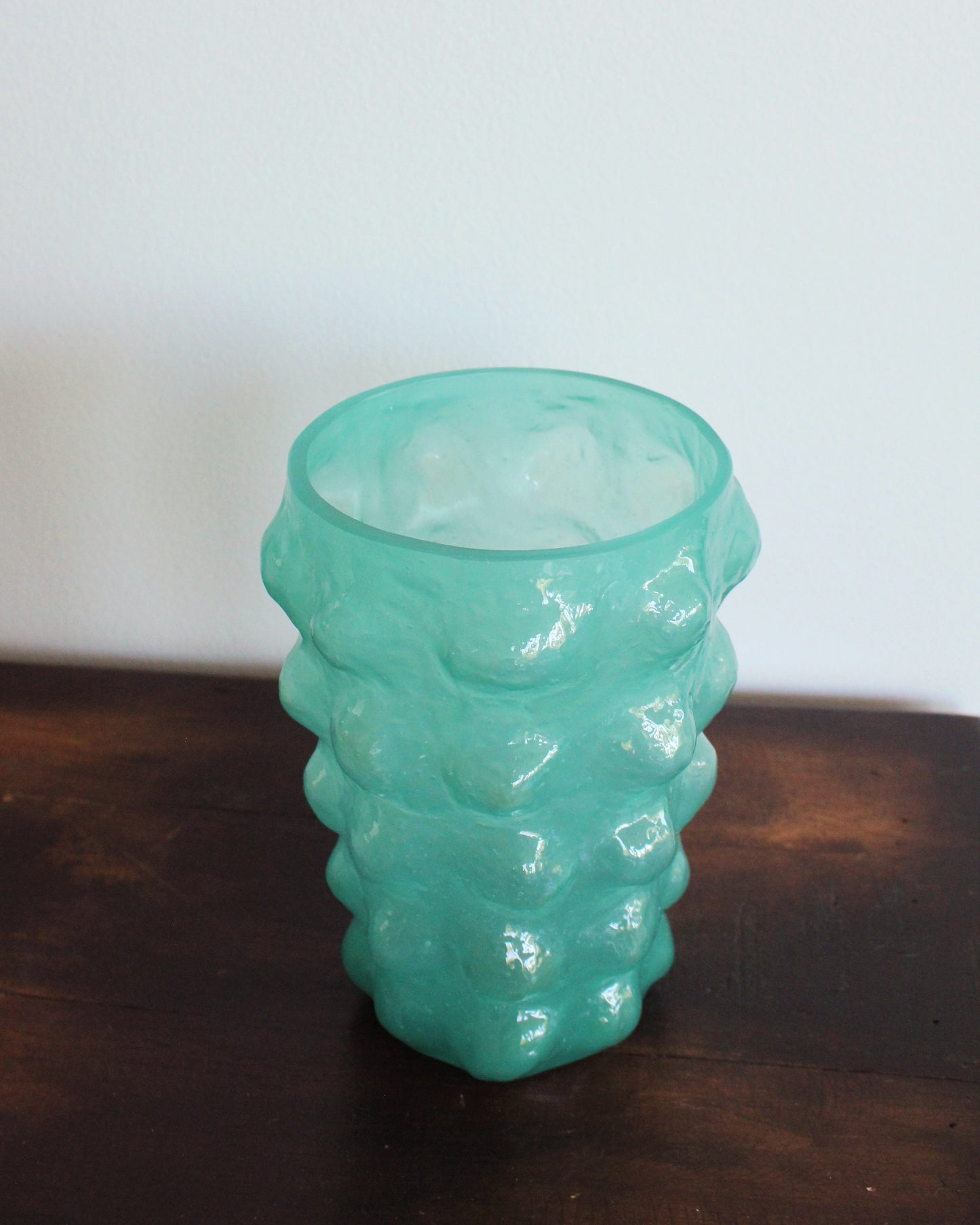 Turquoise Blue Bubble Glass Vase