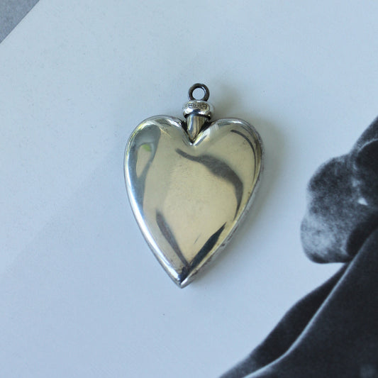 Vintage English 1930s Sterling Silver Heart Pendant Perfume Bottle