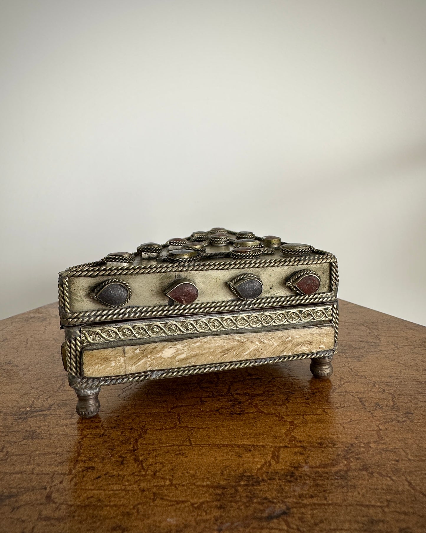 Brass Triangular Footed Trinket Box