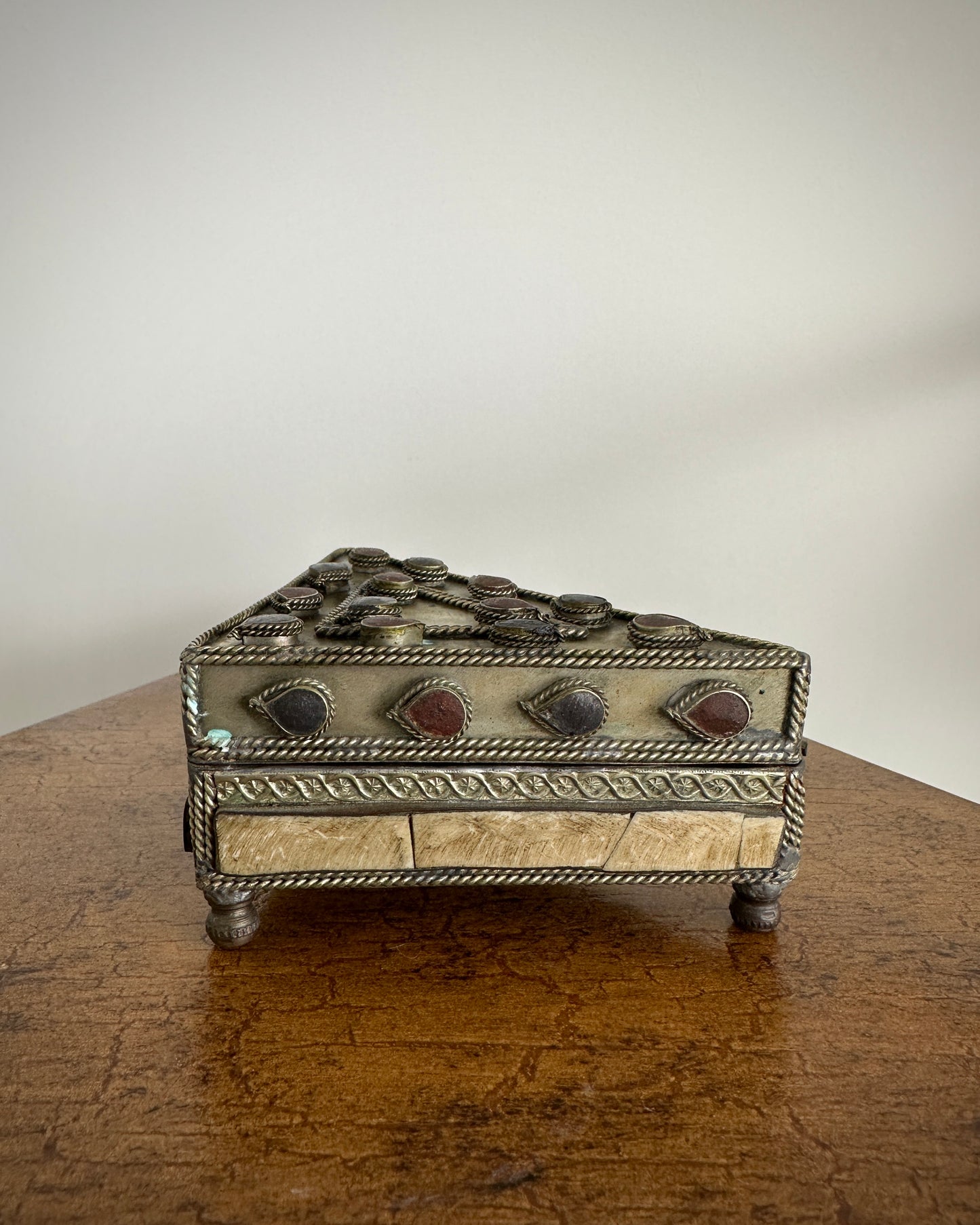 Brass Triangular Footed Trinket Box