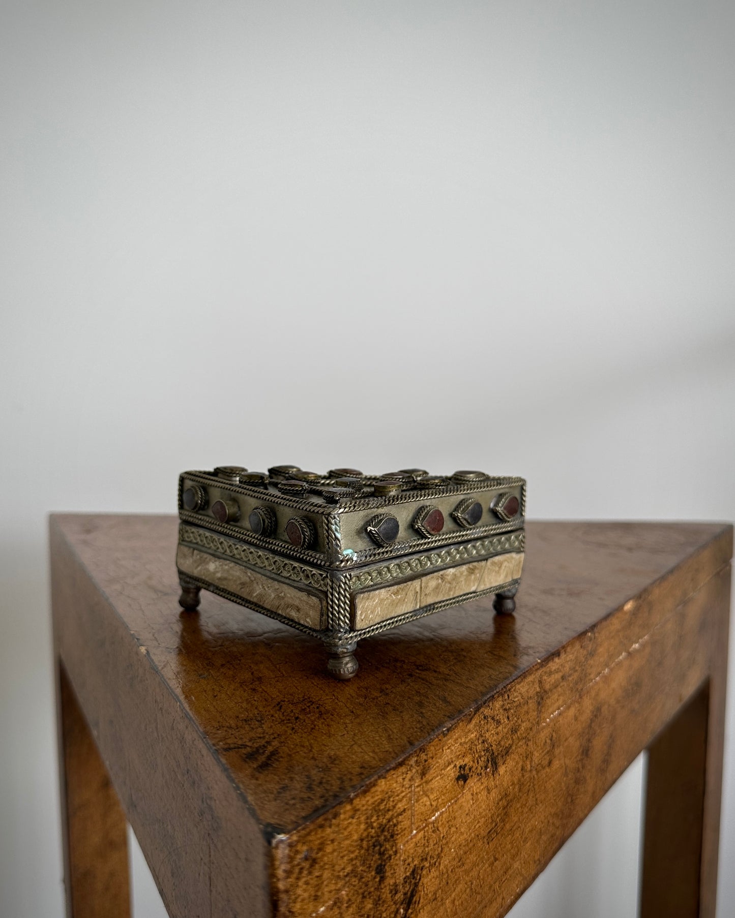 Brass Triangular Footed Trinket Box