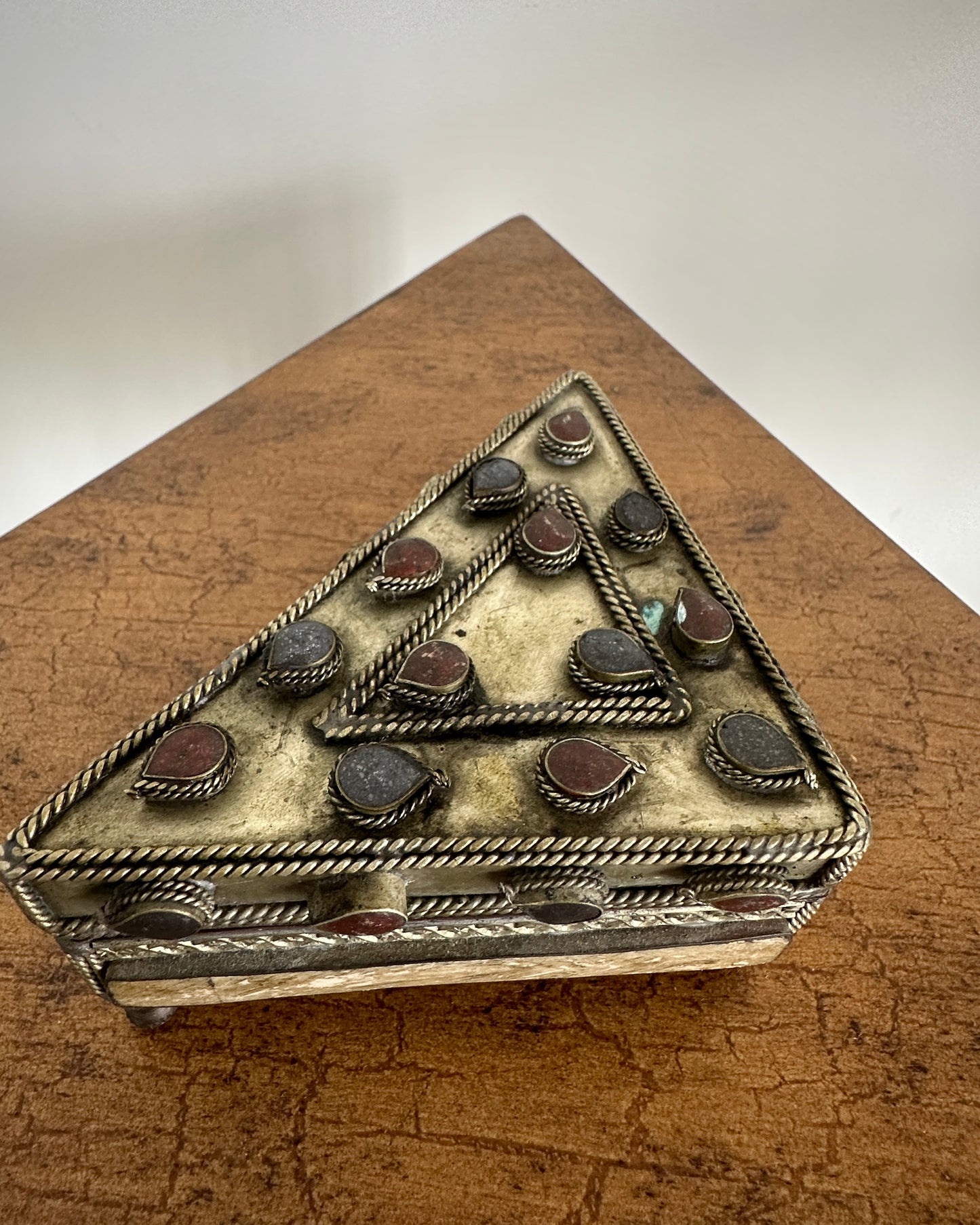 Brass Triangular Footed Trinket Box