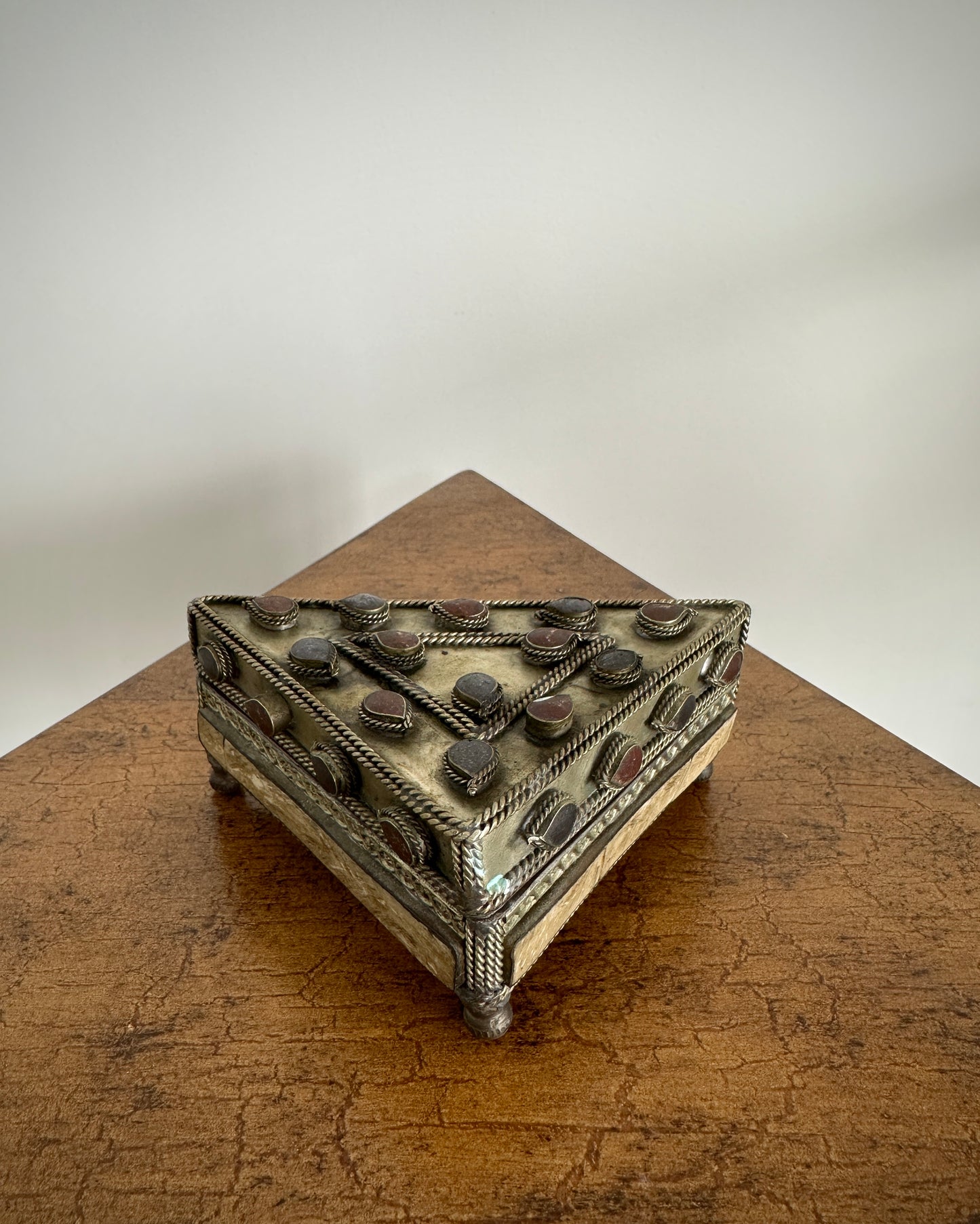 Brass Triangular Footed Trinket Box