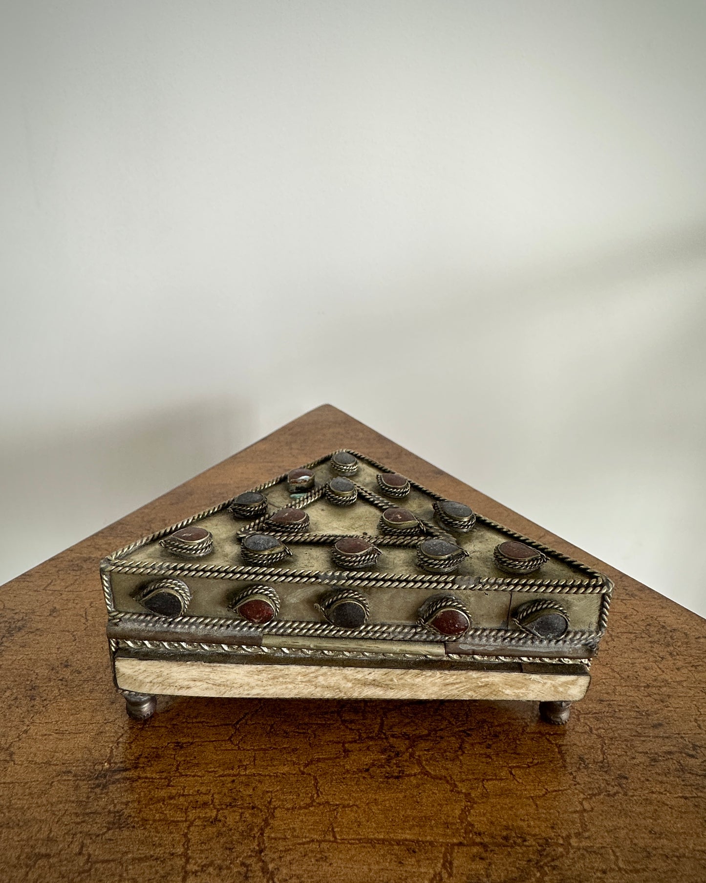 Brass Triangular Footed Trinket Box