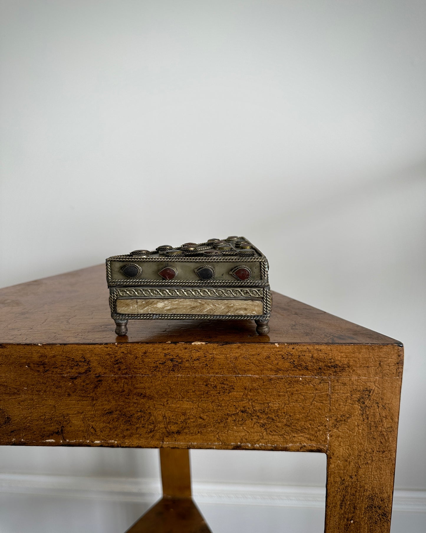 Brass Triangular Footed Trinket Box