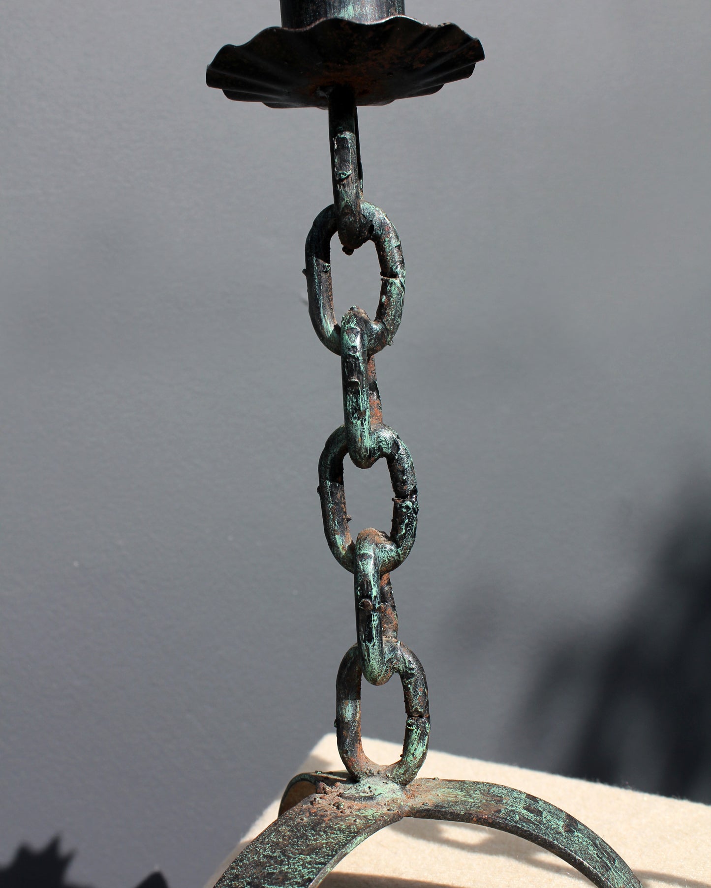 Brutalist Chain Candle Holders, Pair