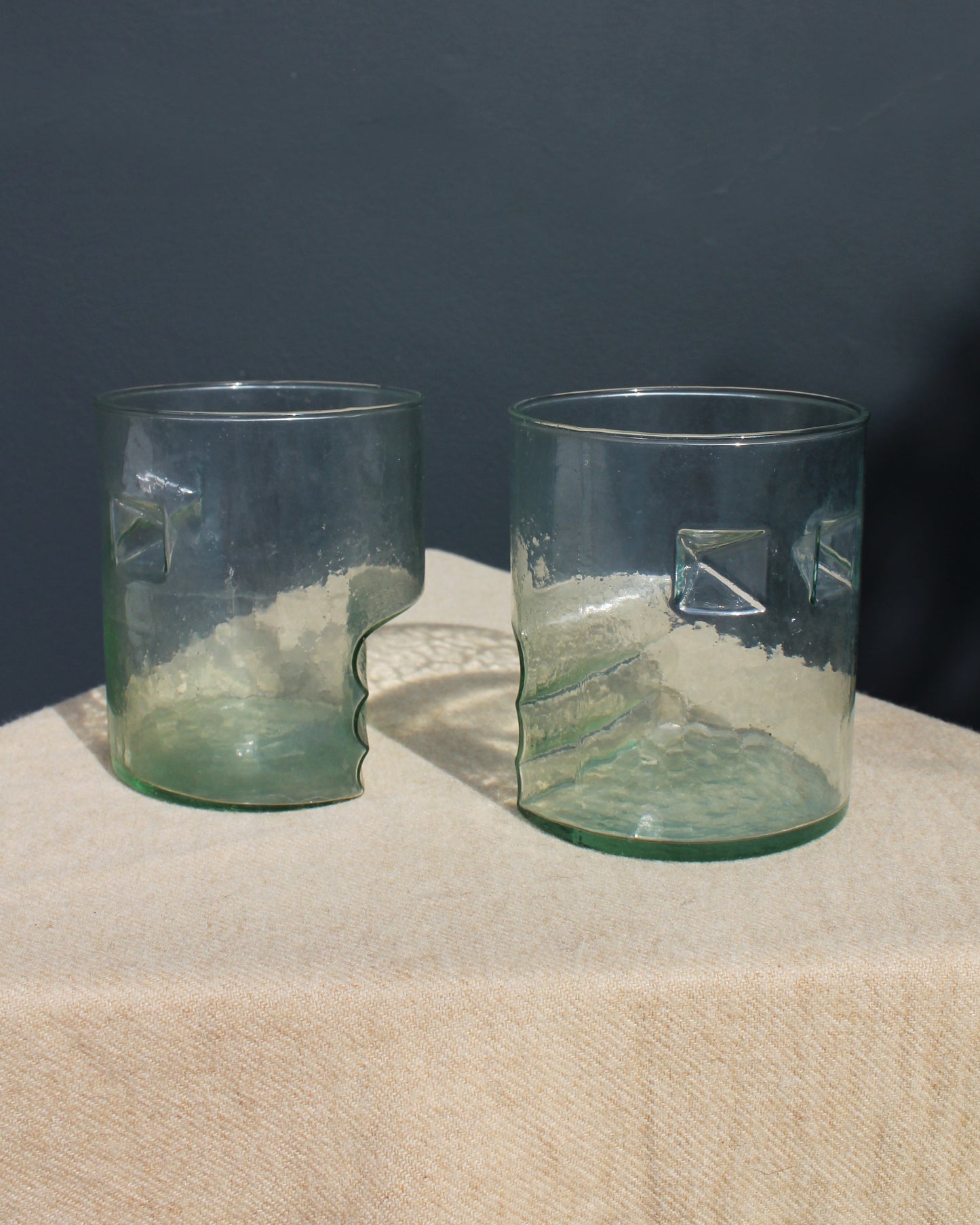 Geometric Water Glasses with Finger Impressions, Set of 2