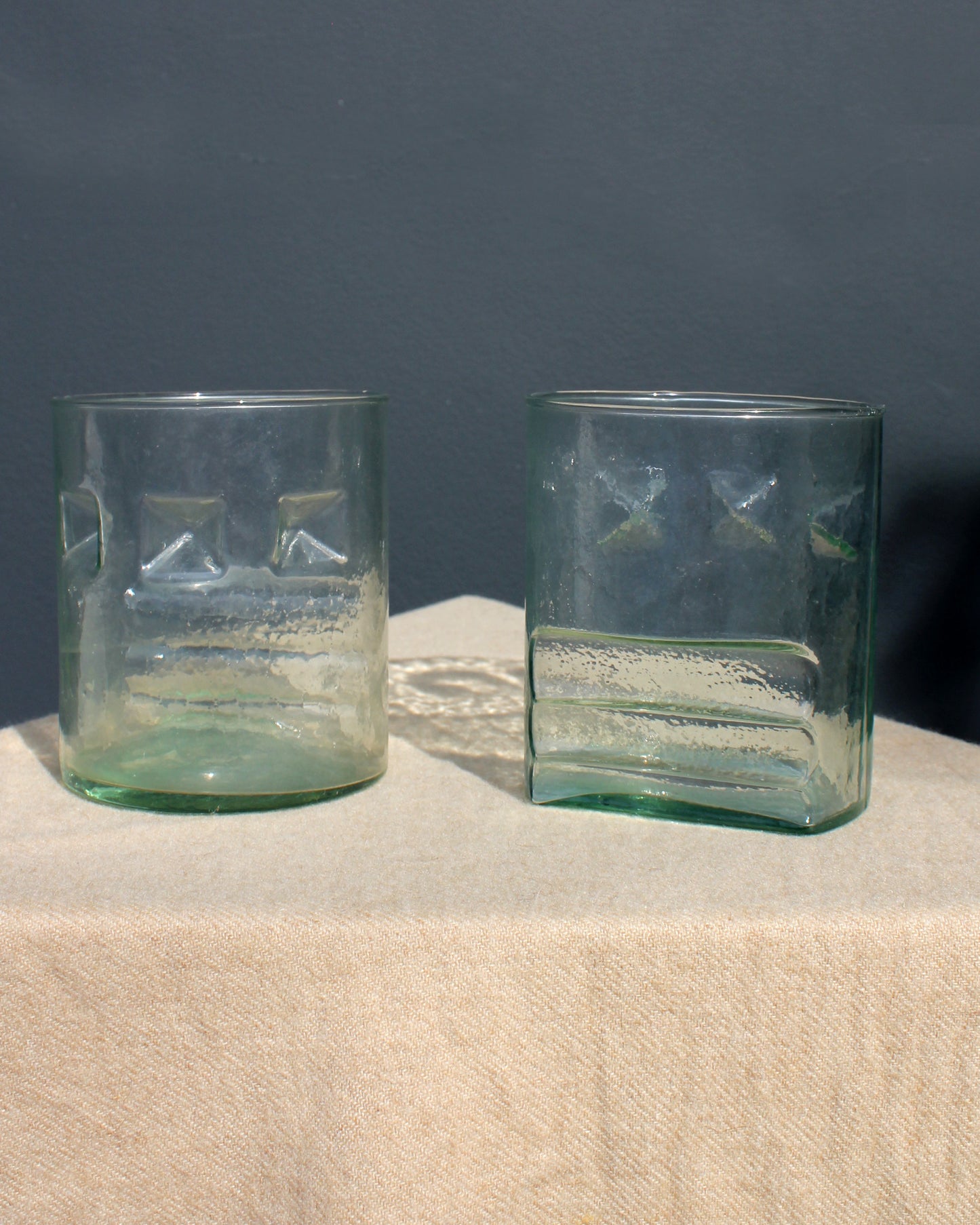 Geometric Water Glasses with Finger Impressions, Set of 2