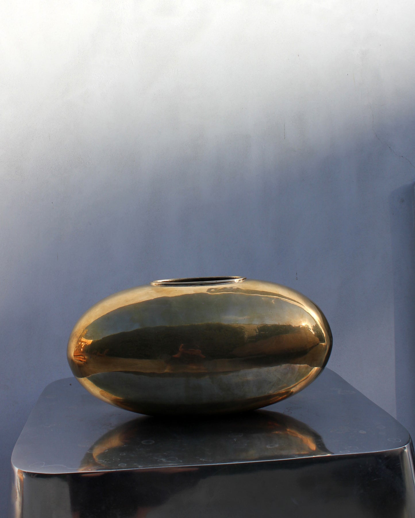 Indian 1980s Brass Egg Shaped Vase, Postmodern