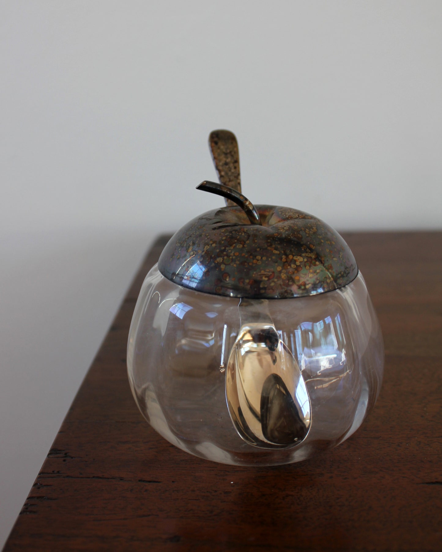 Glass and Silver Plate Apple Pot