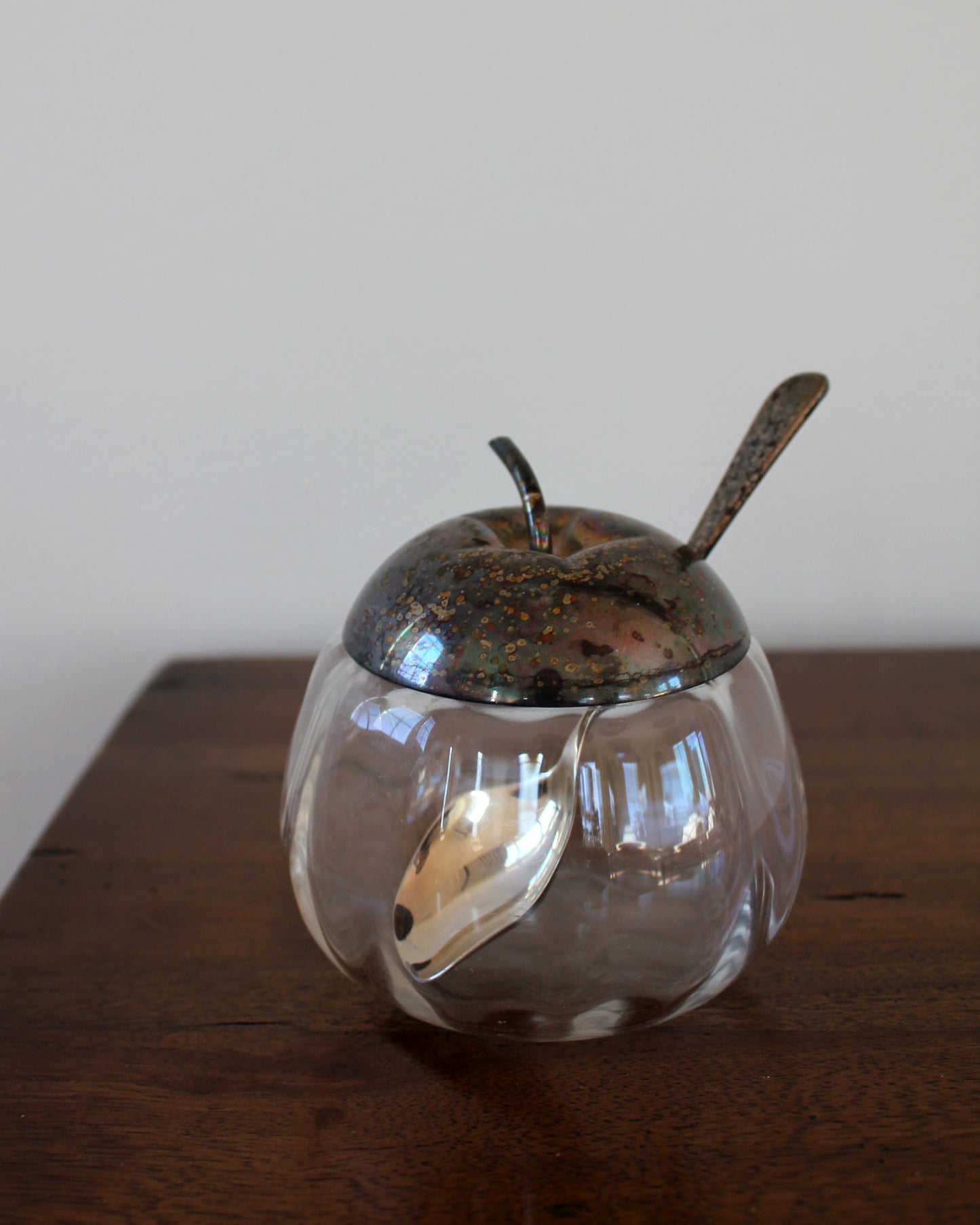 Glass and Silver Plate Apple Pot