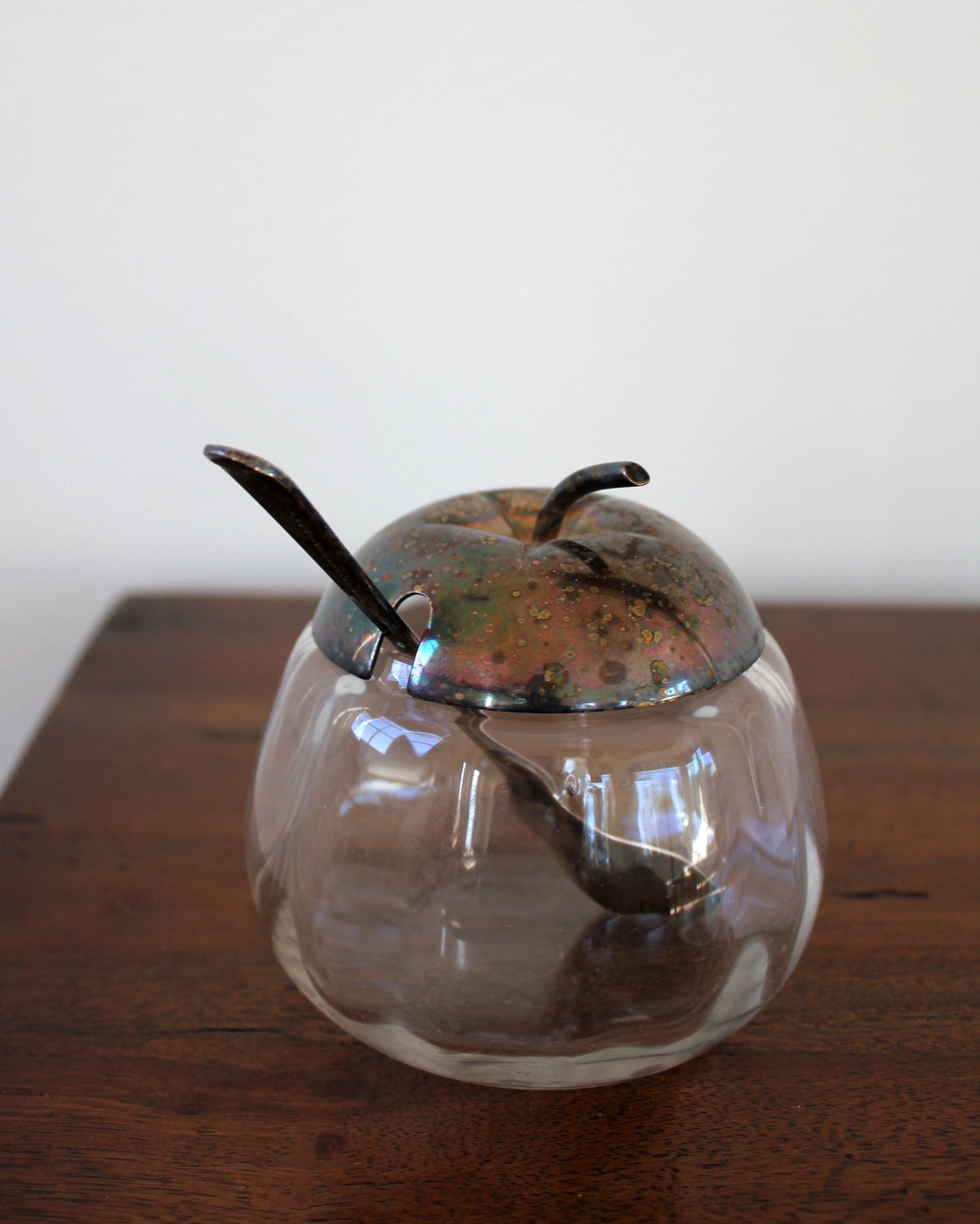 Glass and Silver Plate Apple Pot