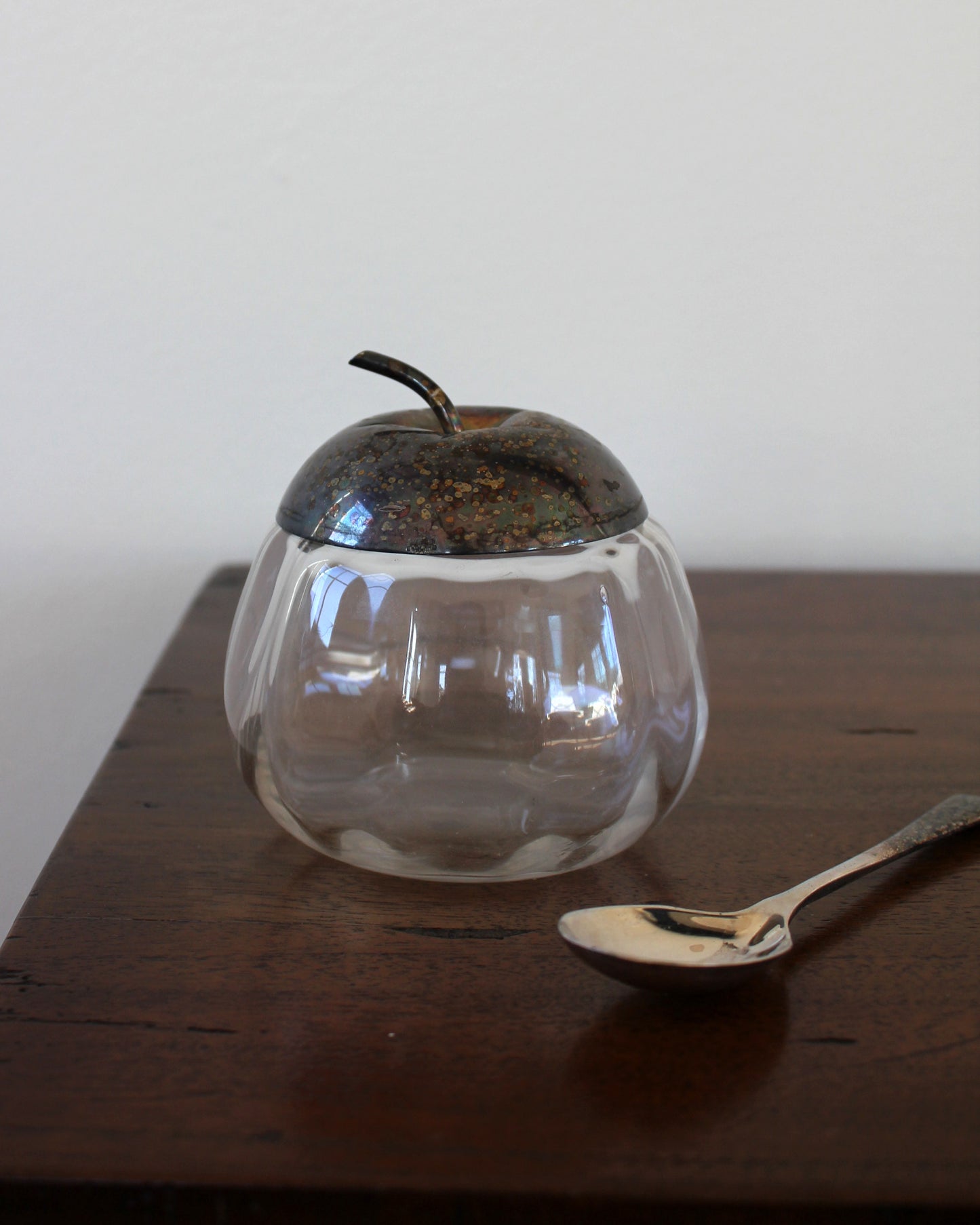 Glass and Silver Plate Apple Pot