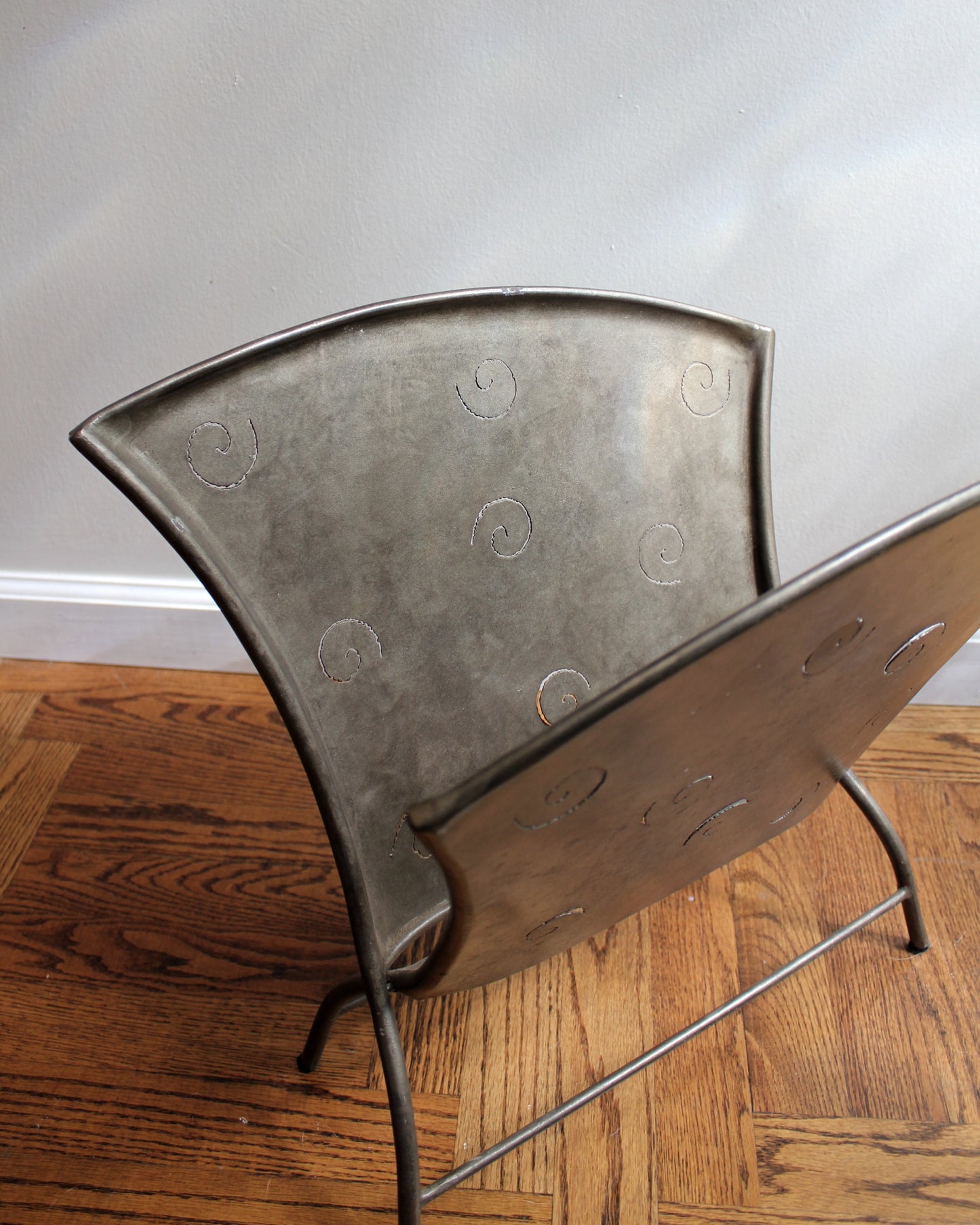 Brushed Steel 'Spiral' Magazine Stand