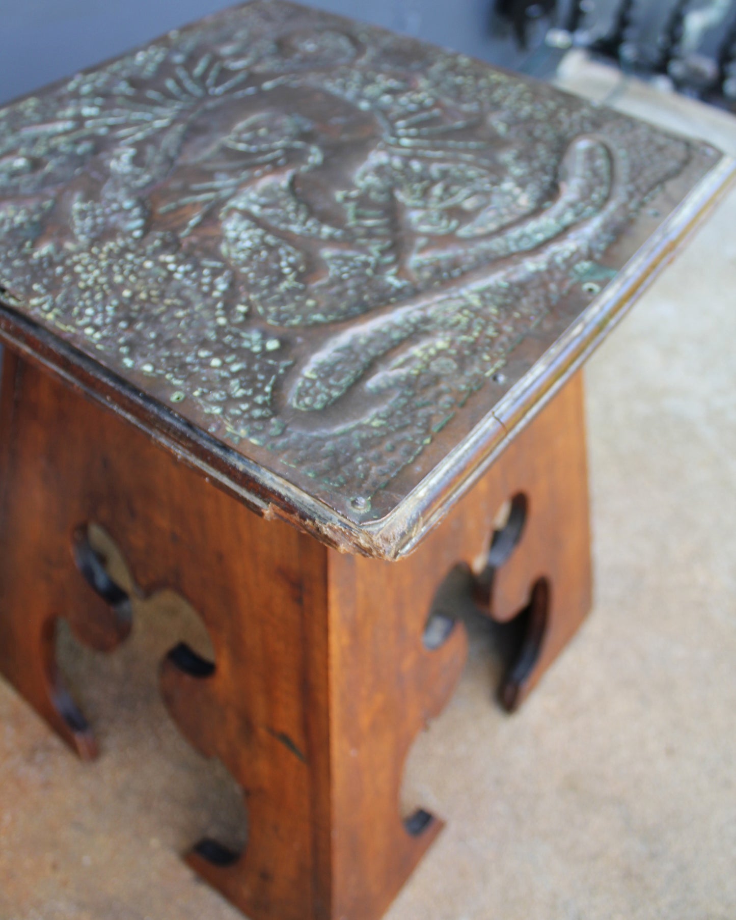 Dragon Hammered Copper Top Stand/ Stool