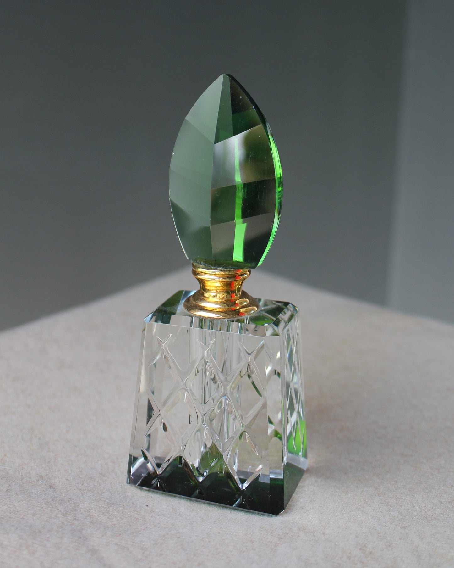 Diamond Cut Glass Perfume Bottle