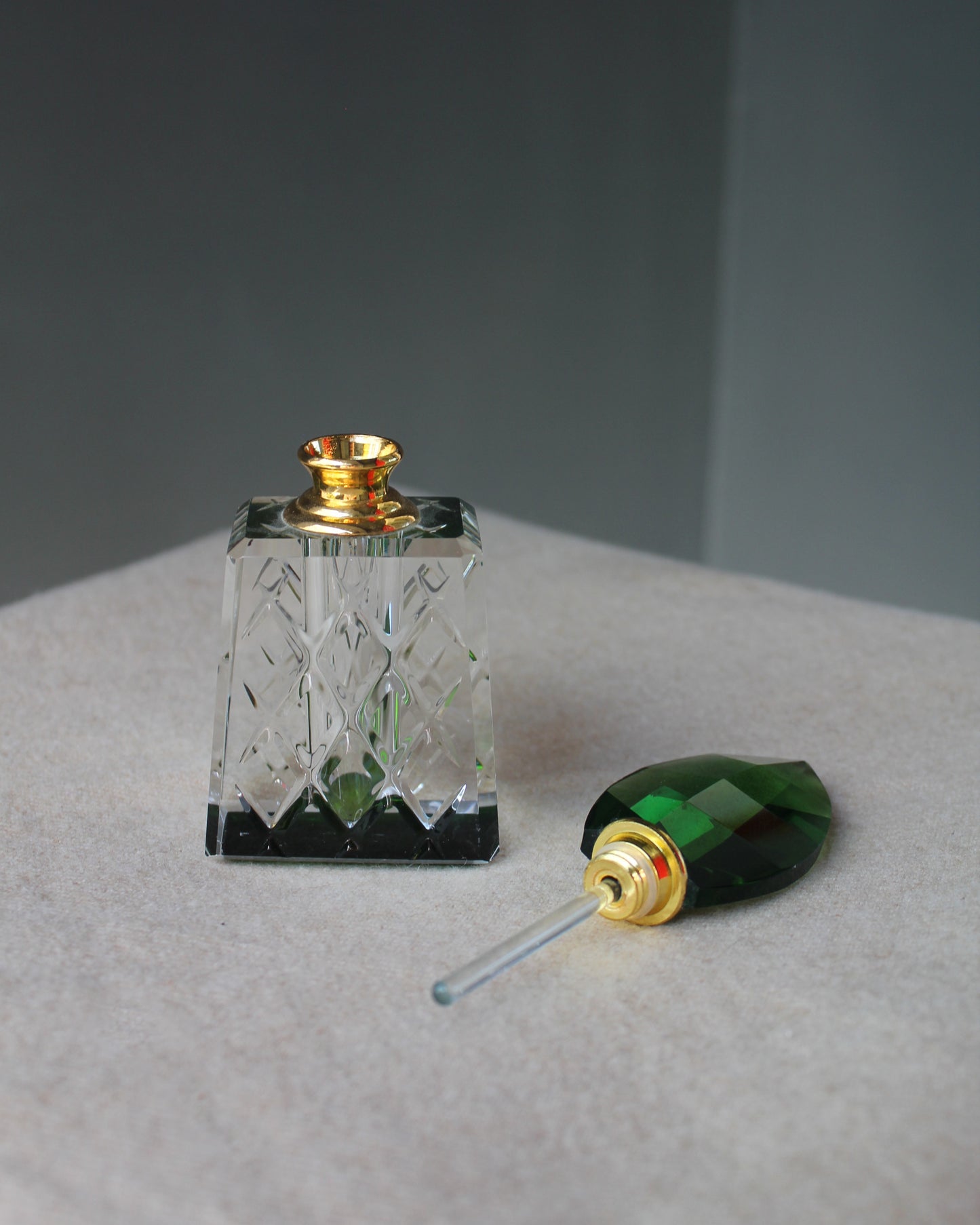 Diamond Cut Glass Perfume Bottle