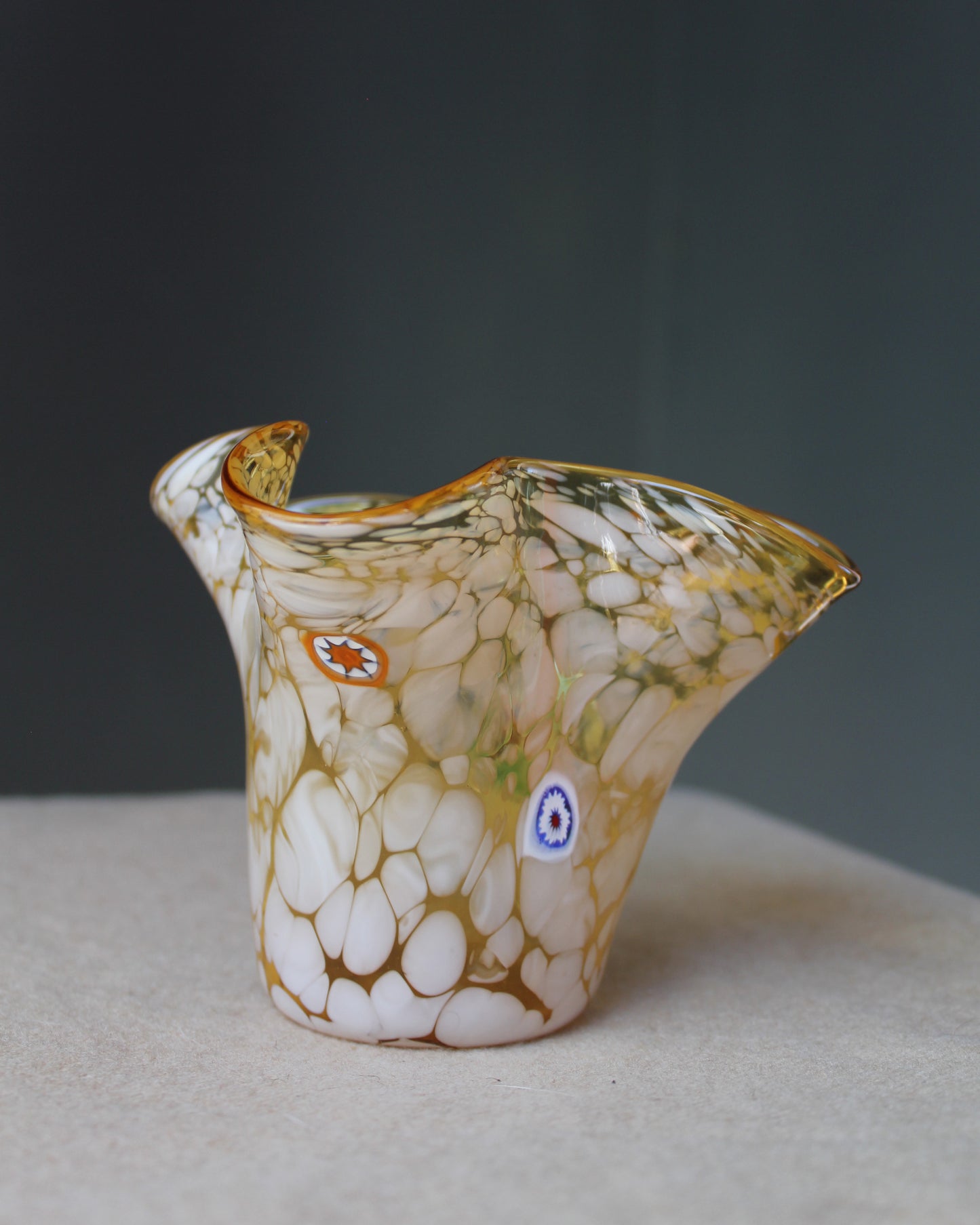 Millefiori Yellow Handkerchief Vase