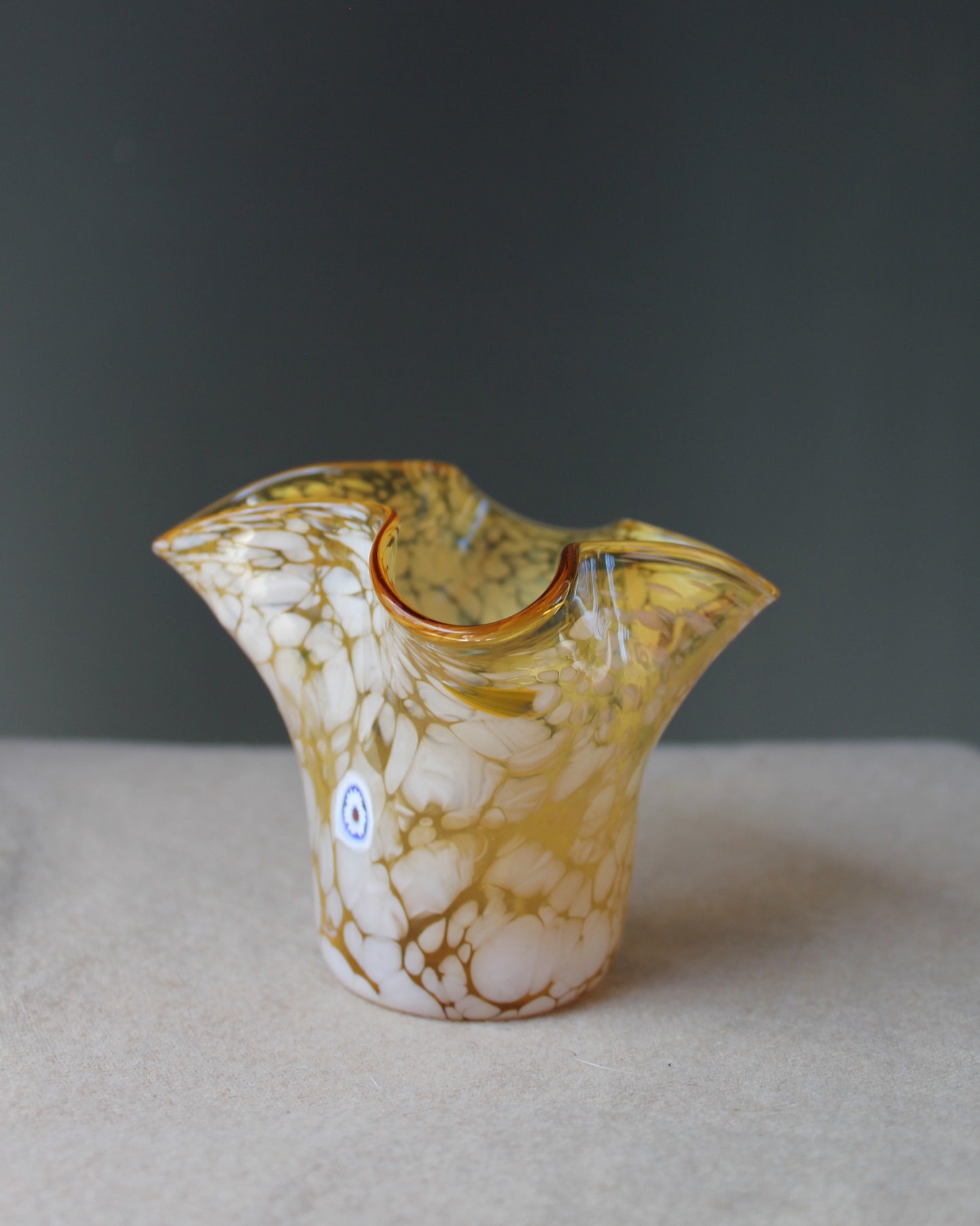 Millefiori Yellow Handkerchief Vase