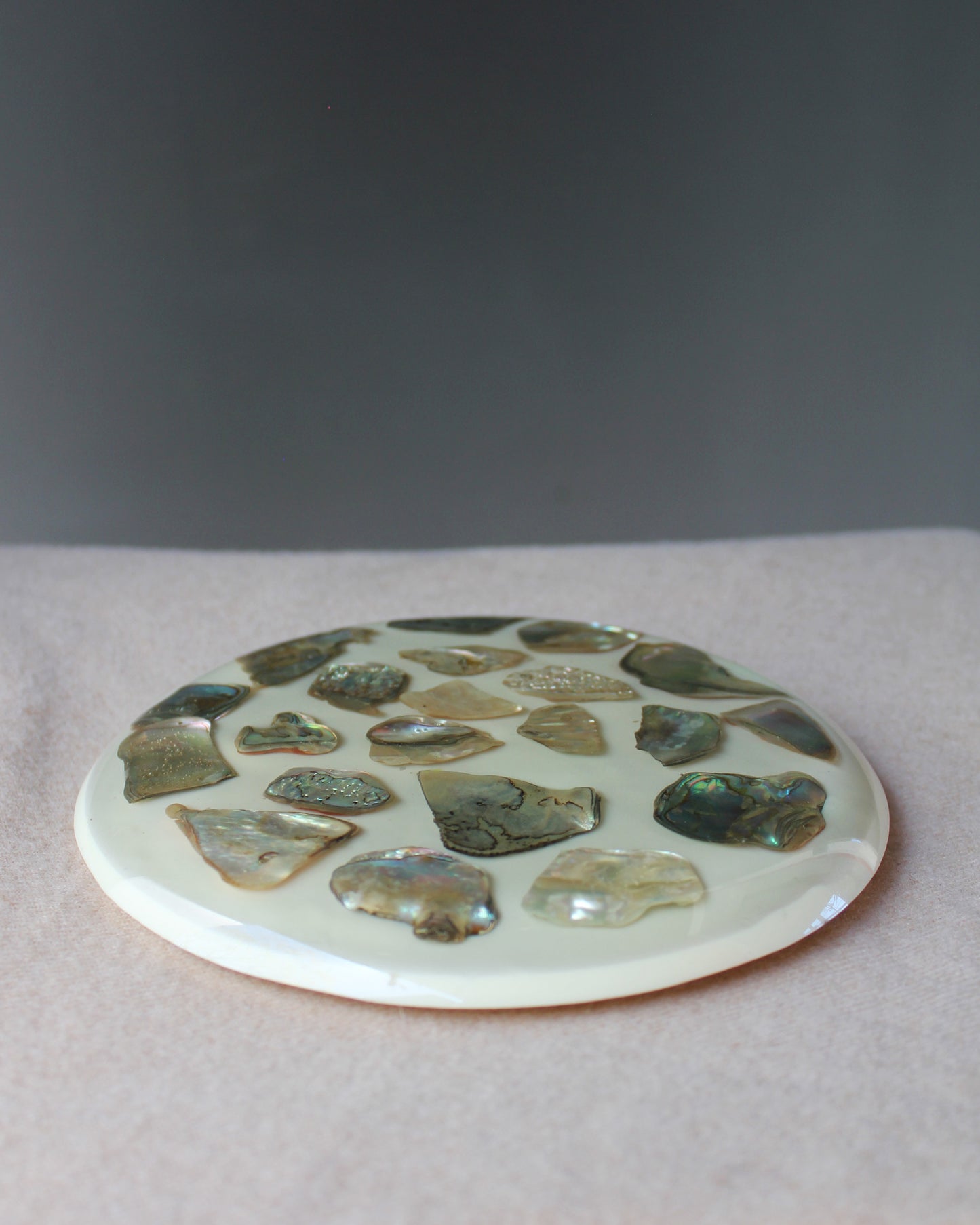 1970s Abalone Shell Lucite Trivet