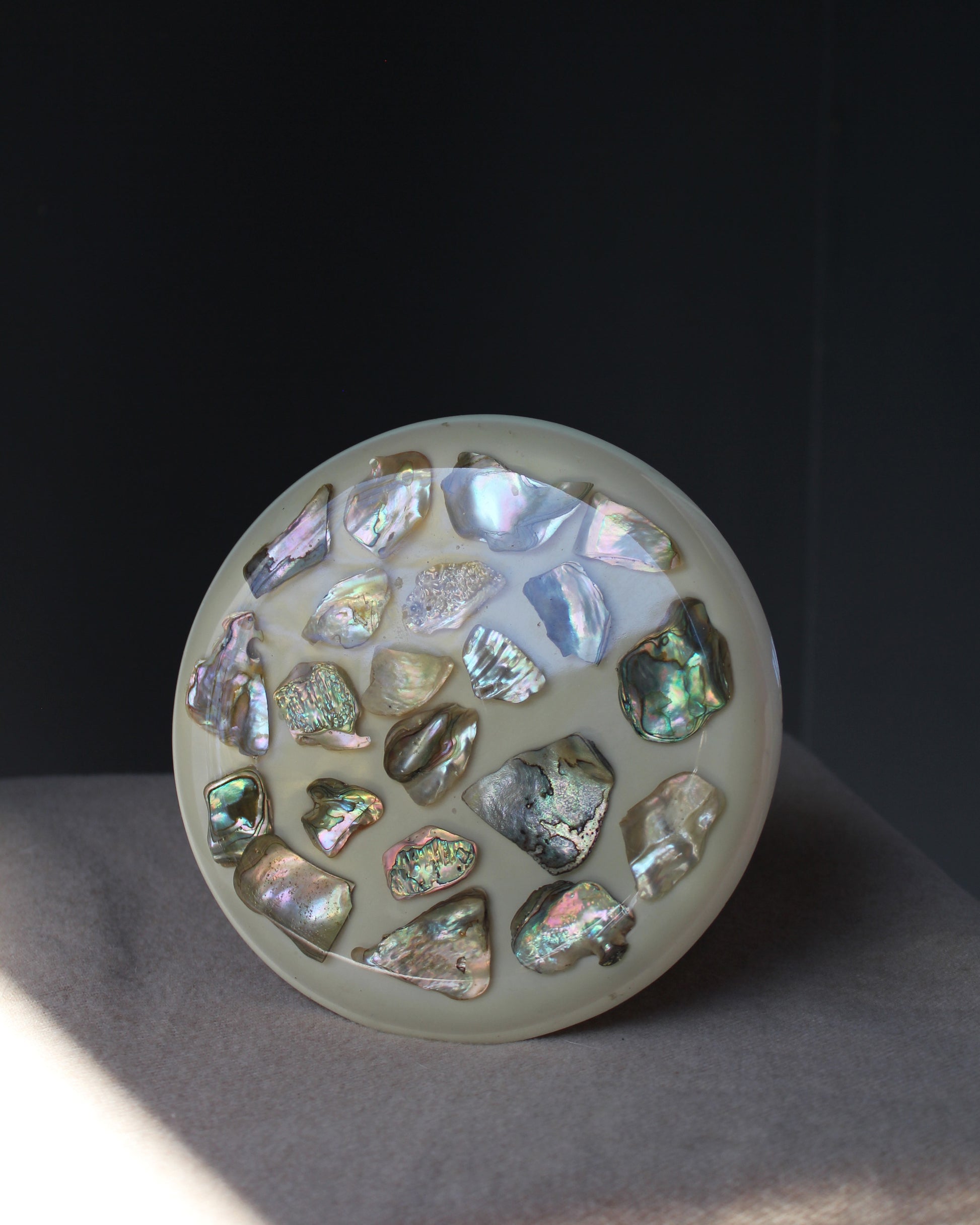 Vintage 1970s Abalone Shell Lucite Trivet