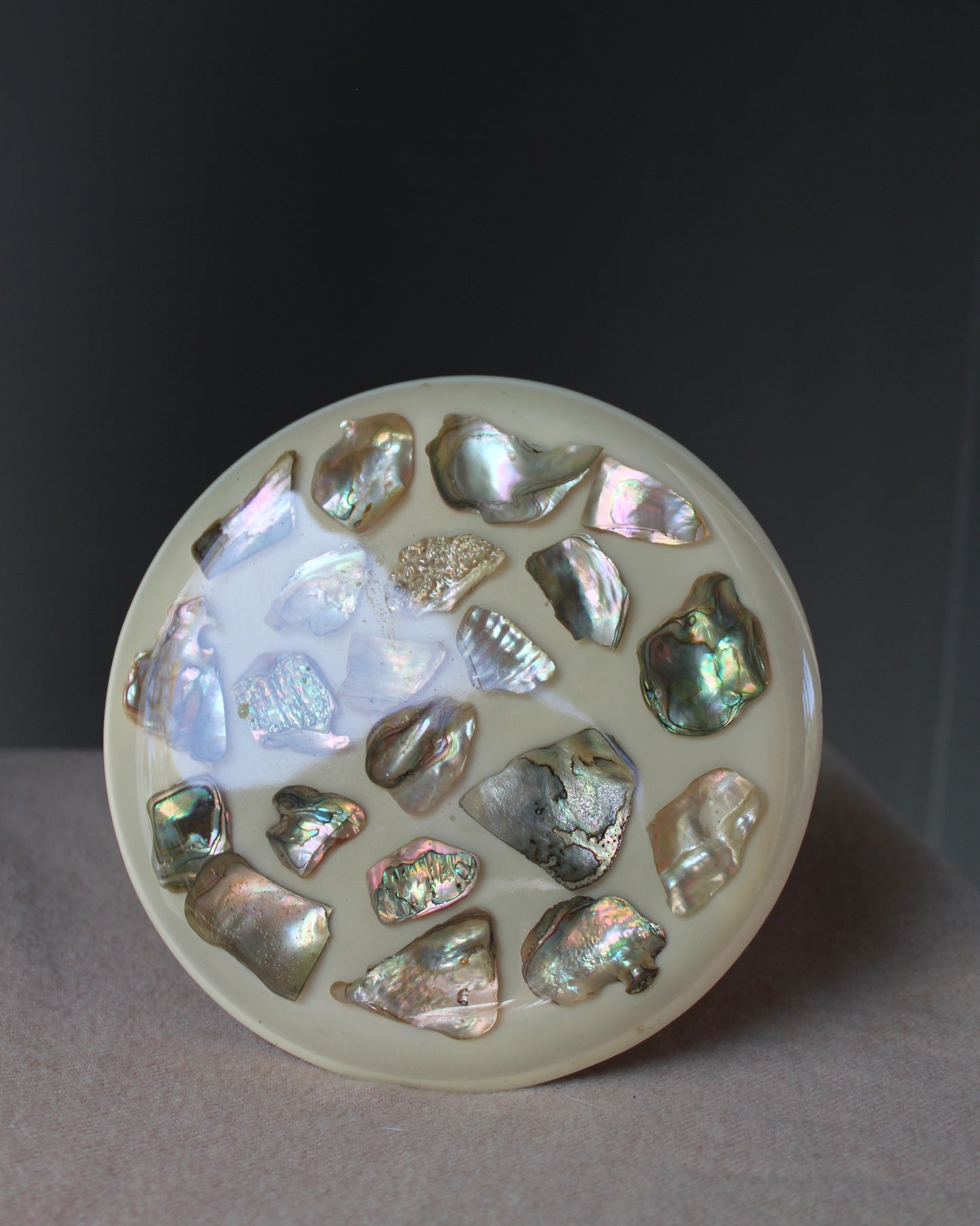 1970s Abalone Shell Lucite Trivet