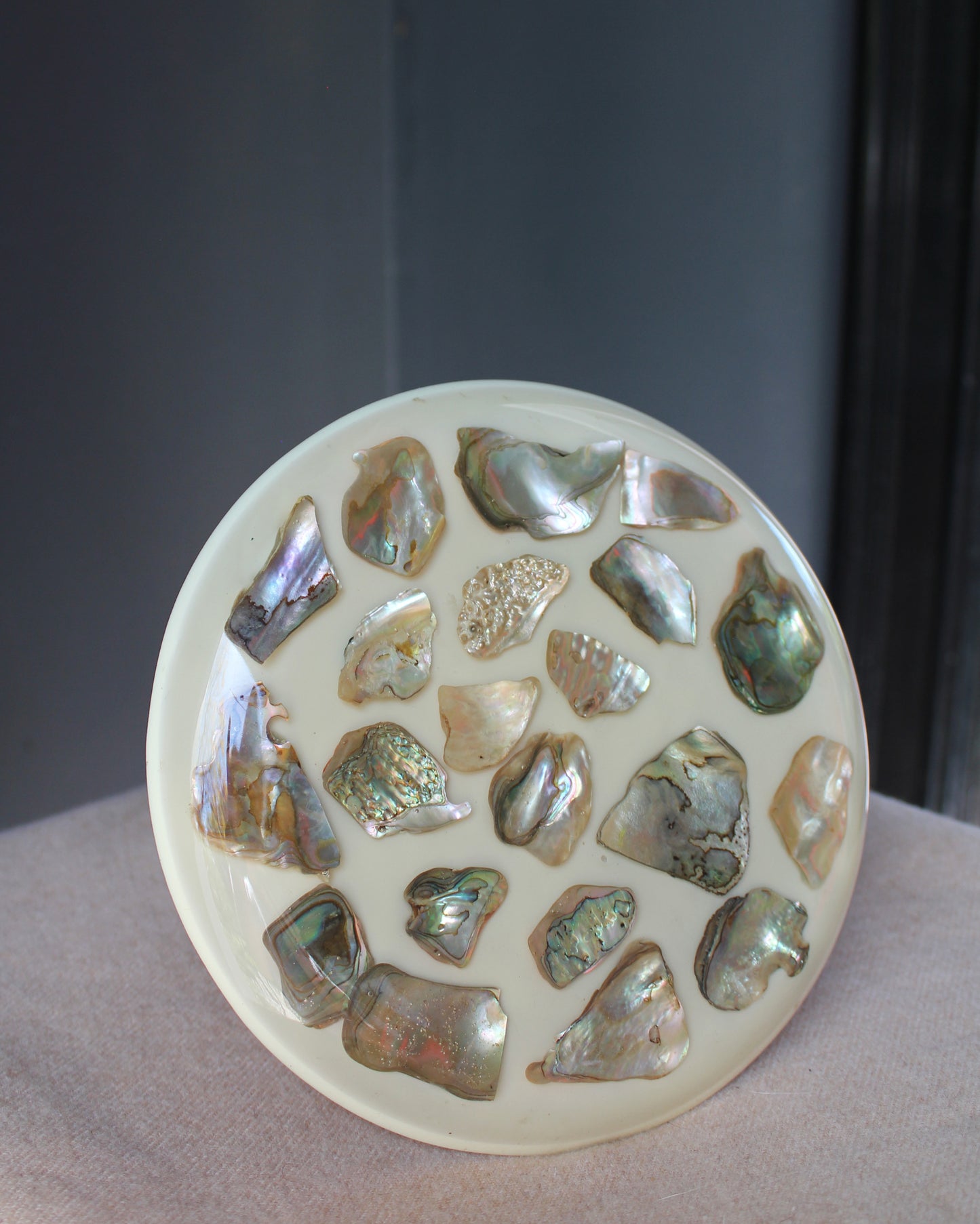 1970s Abalone Shell Lucite Trivet