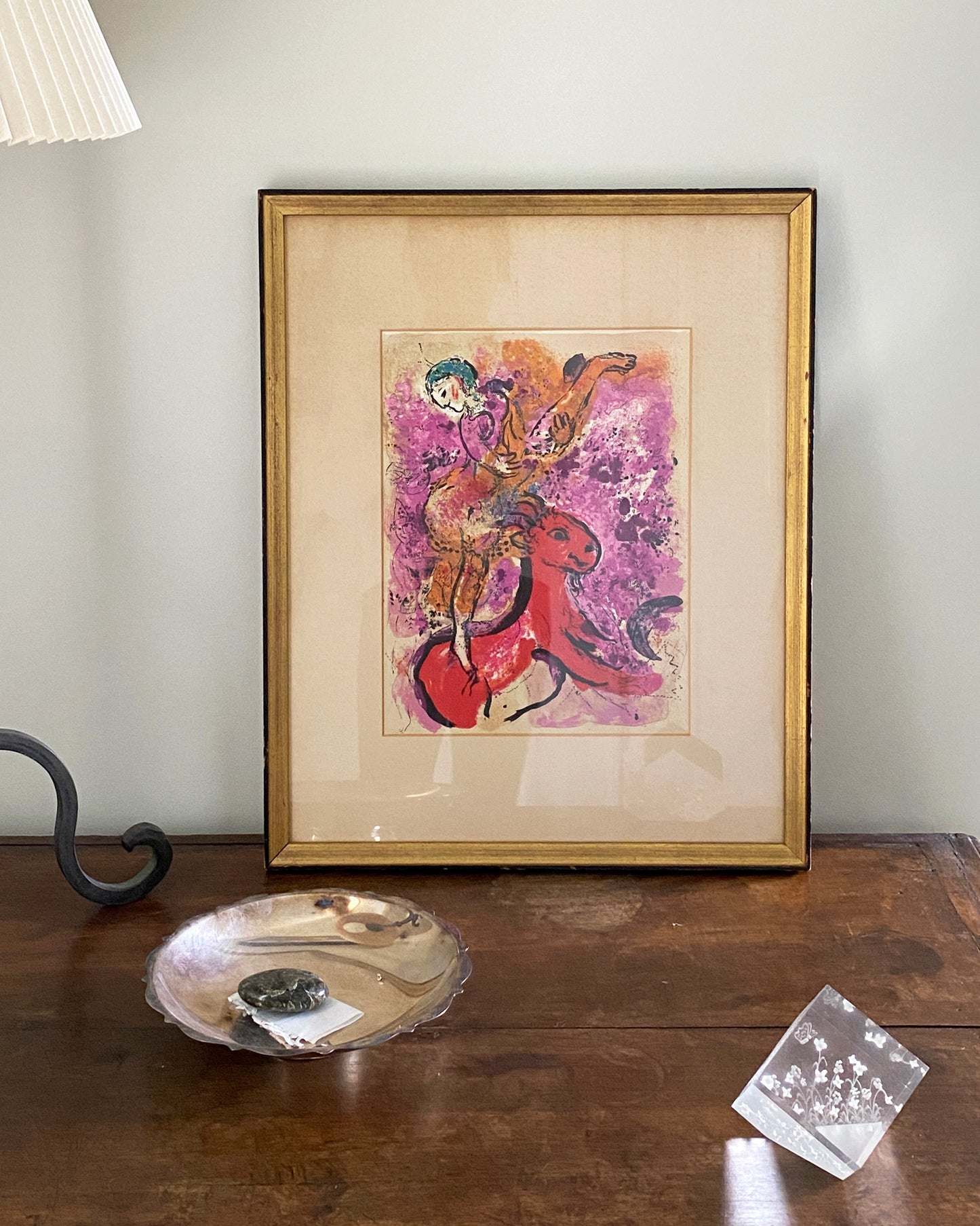 Woman Circus Rider on Red Horse, Marc Chagall Lithograph, original art, framed