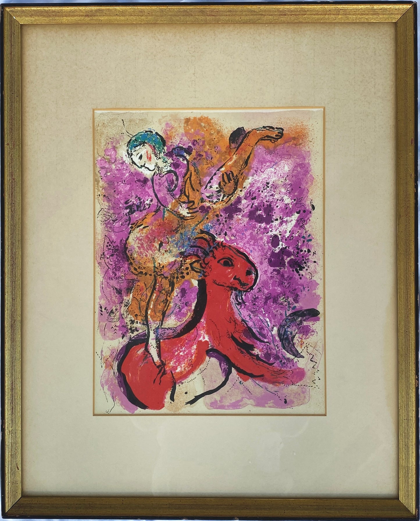 "Woman Circus Rider on Red Horse" Lithograph, Marc Chagall