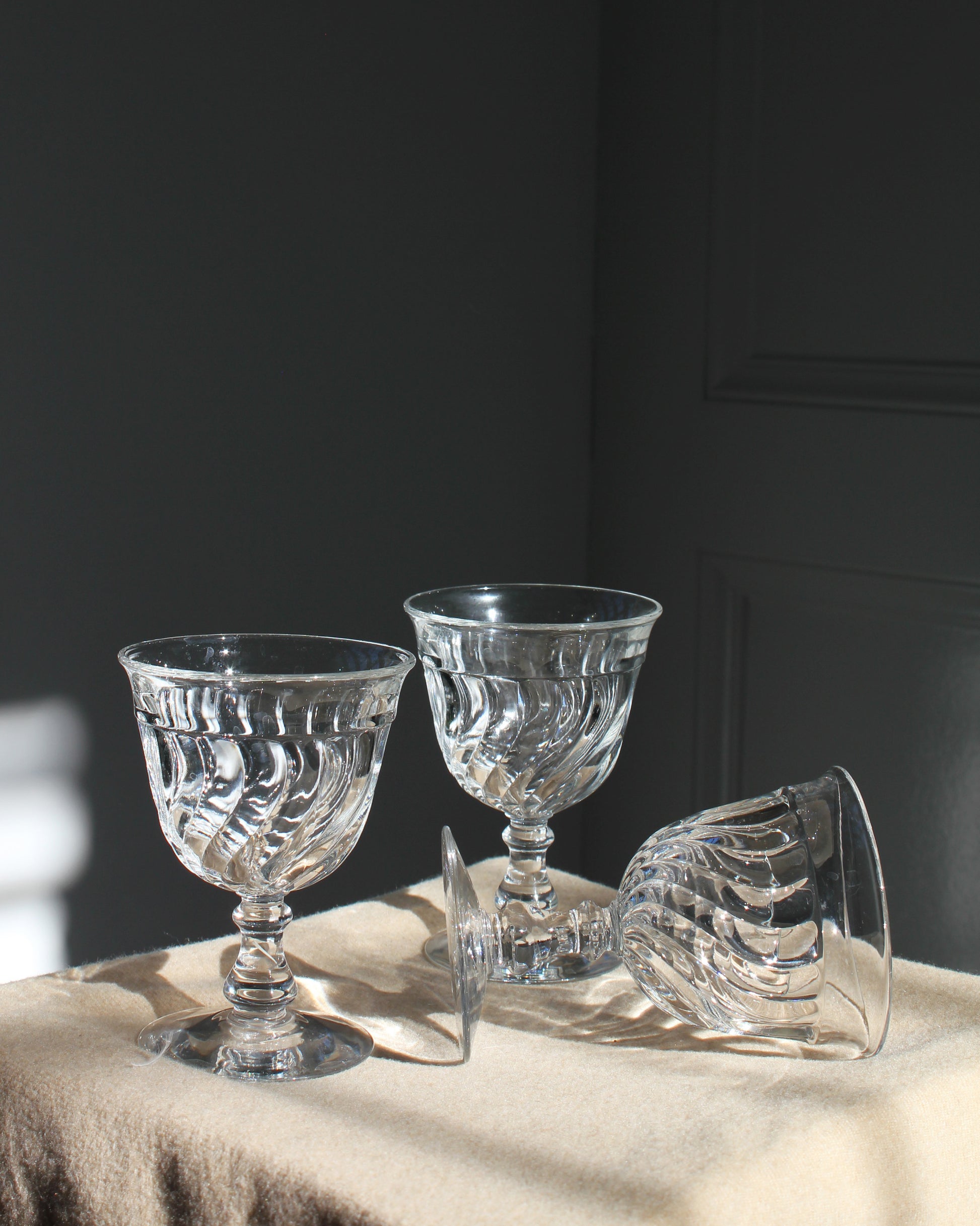 Vintage Twisted Wine Goblets, set of 3