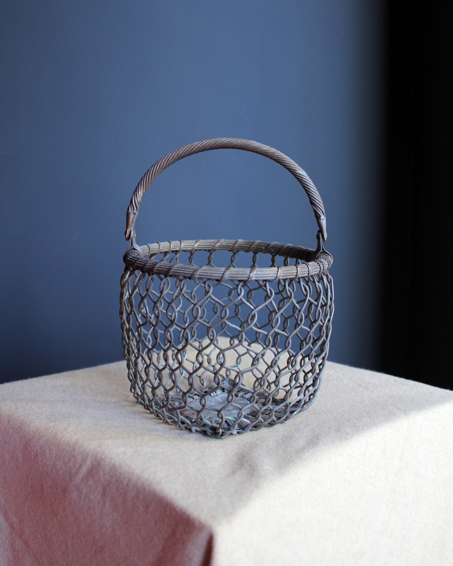 Open Chainmail Woven Brass Basket