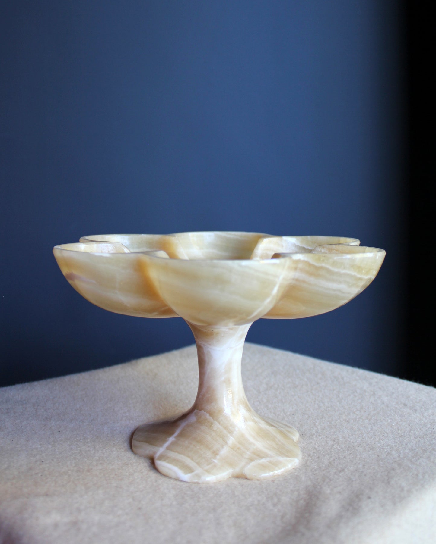 Floral Stone Pedestal Dish