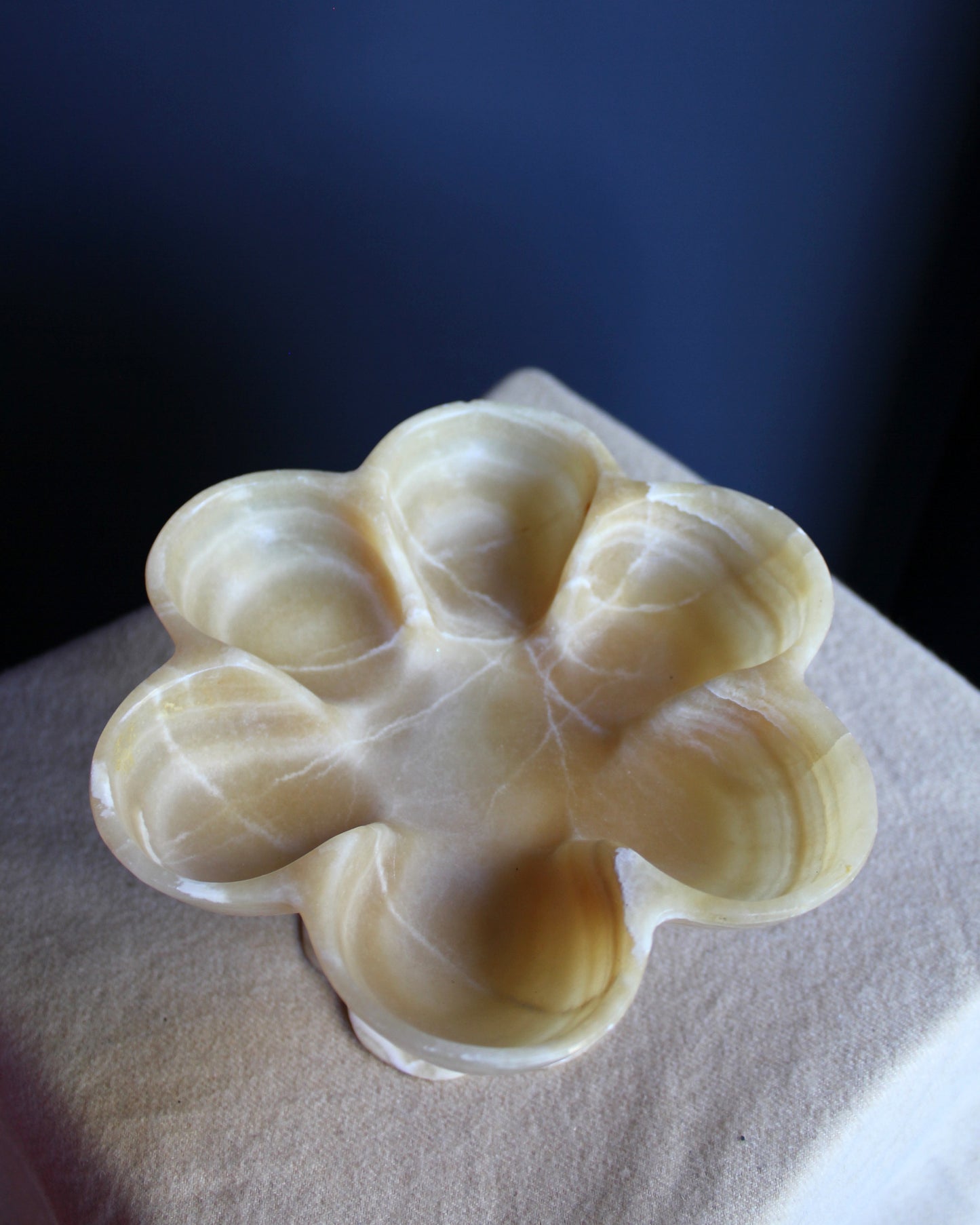 Floral Stone Pedestal Dish