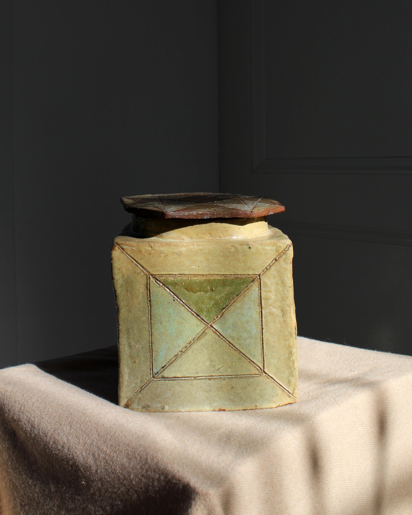 Geometric Green/ Blue Handmade Jar