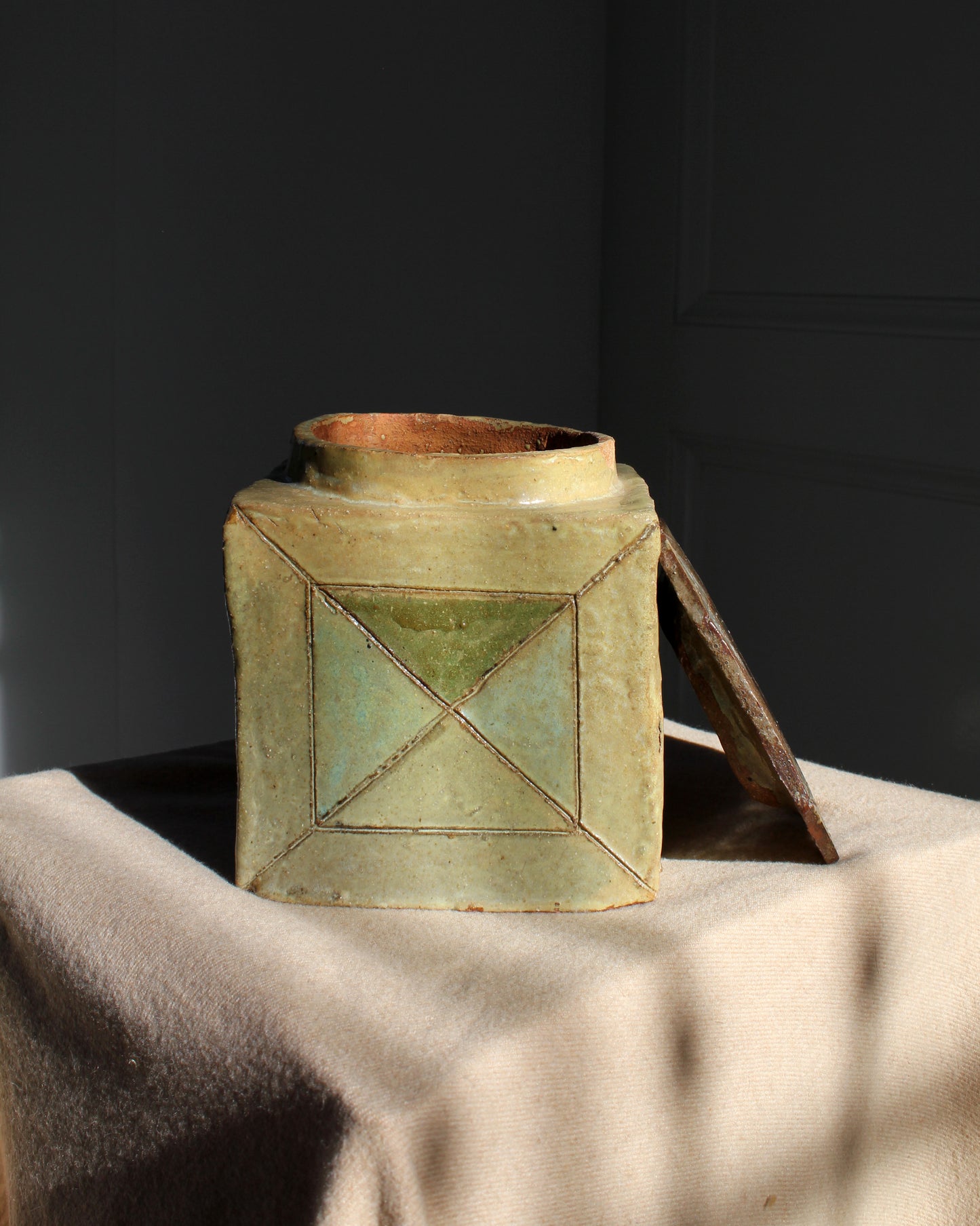 Geometric Green/ Blue Handmade Jar