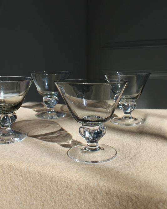 Vintage Smoked Glass Liqueur Glasses, set of 4