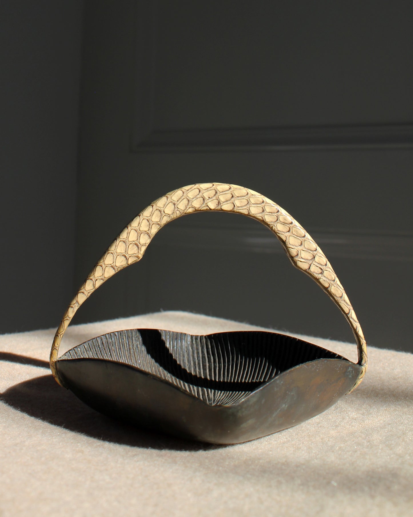 Vintage R & Y Augousti Snake Skin & Bronze Dish, 1990s