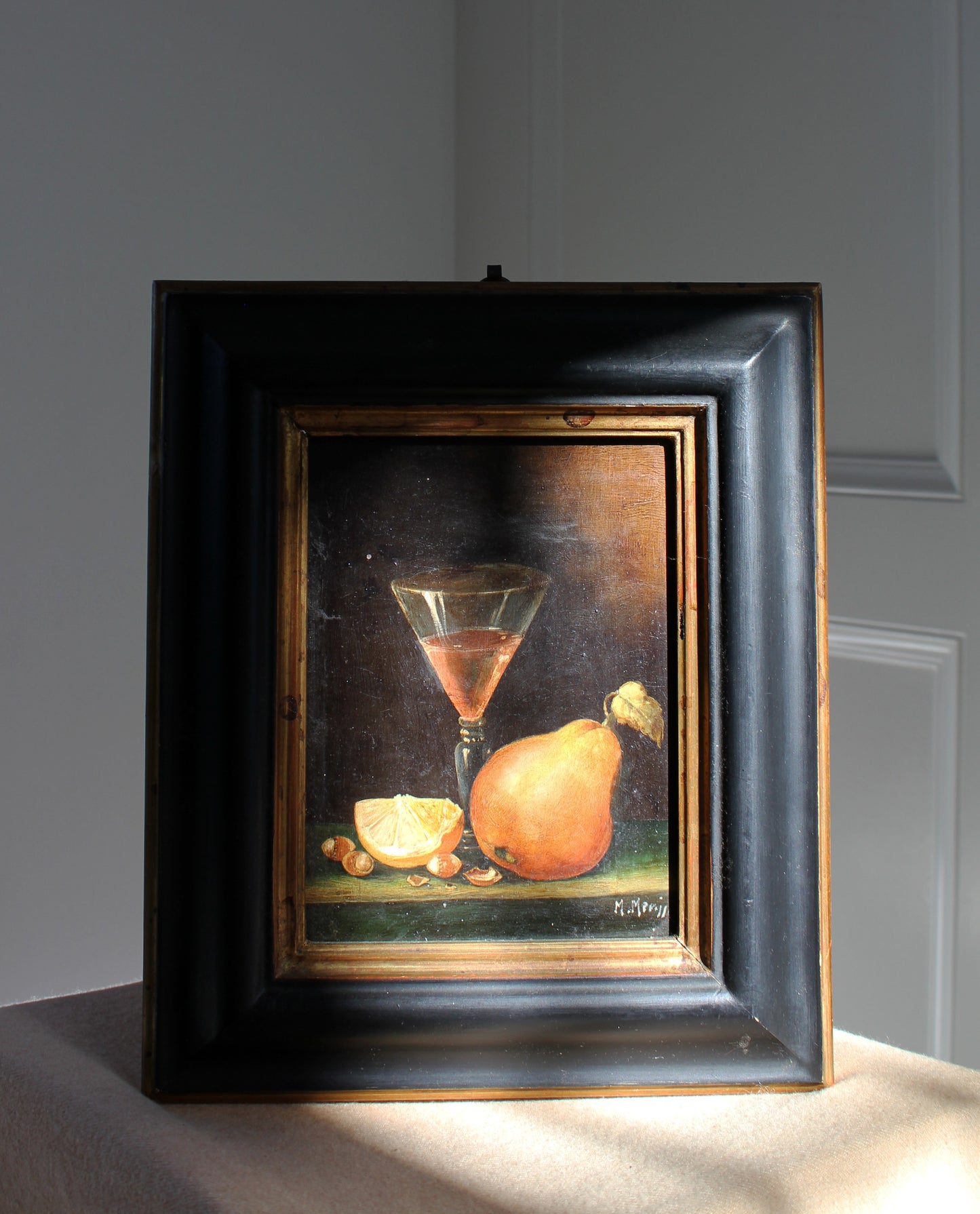 Vintage Italian Still Life With Pear, Framed