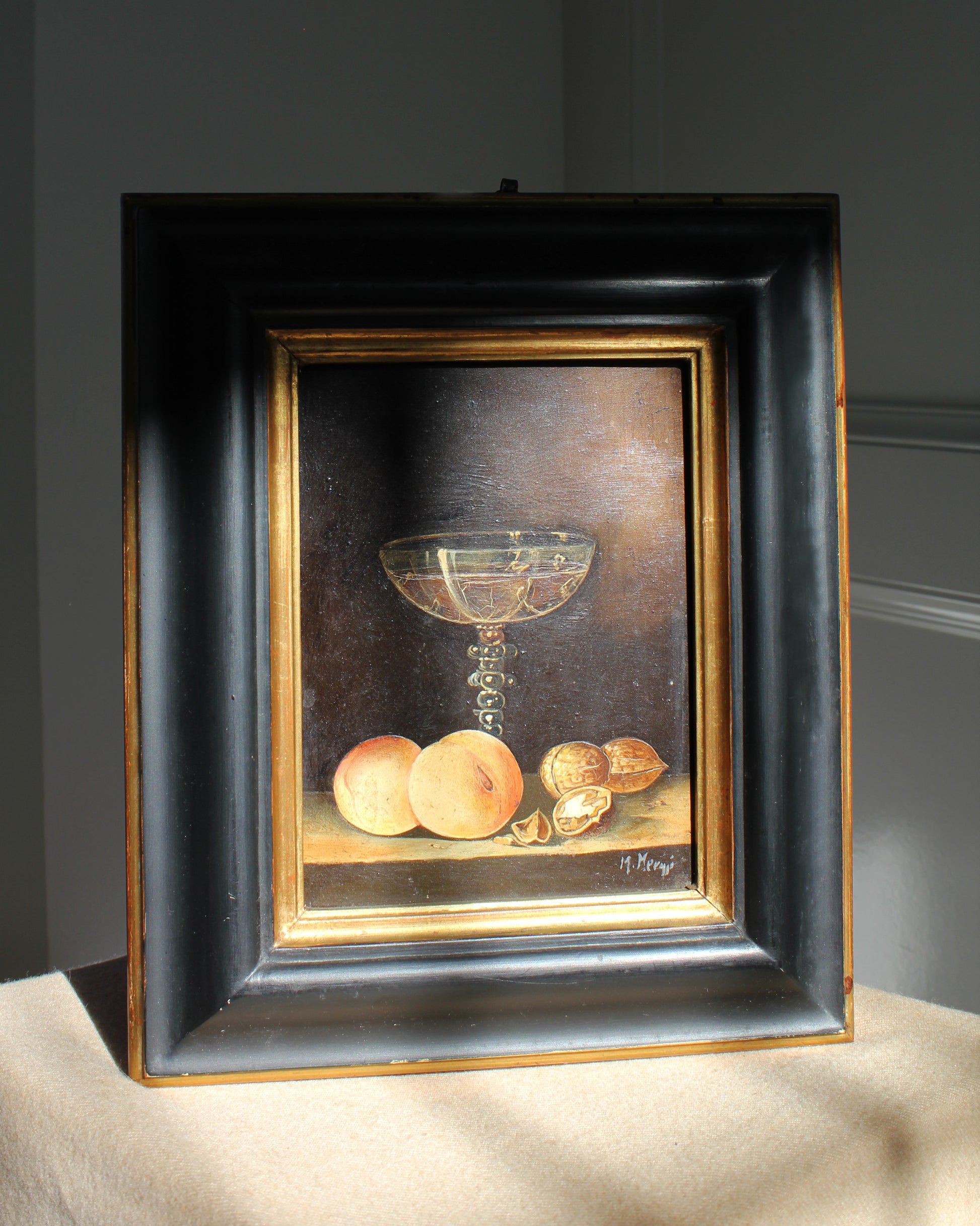 Vintage Italian Still Life With Peaches in Frame