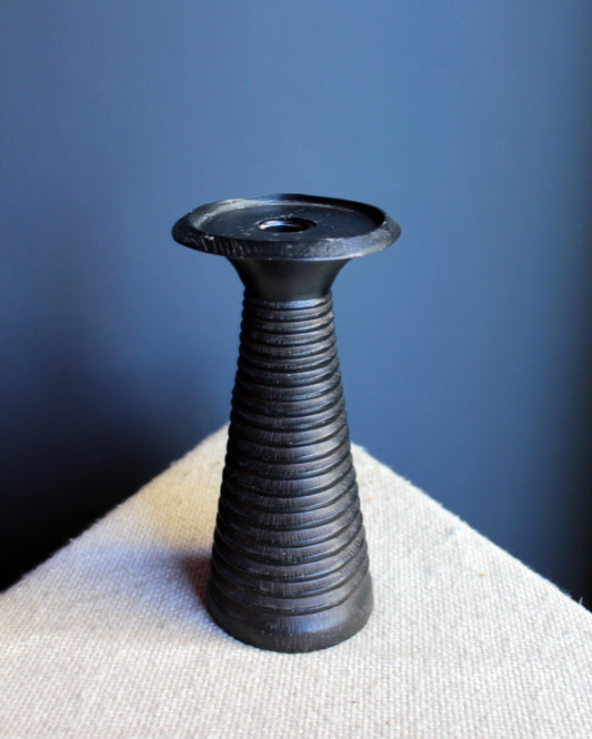 Irregular Turned Wood Candlestick/ Stand, rustic brutalist