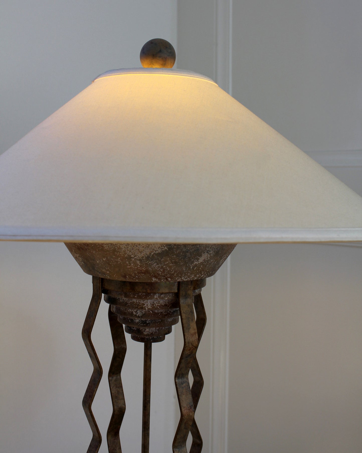 Postmodern Steel and Plaster Table Lamp