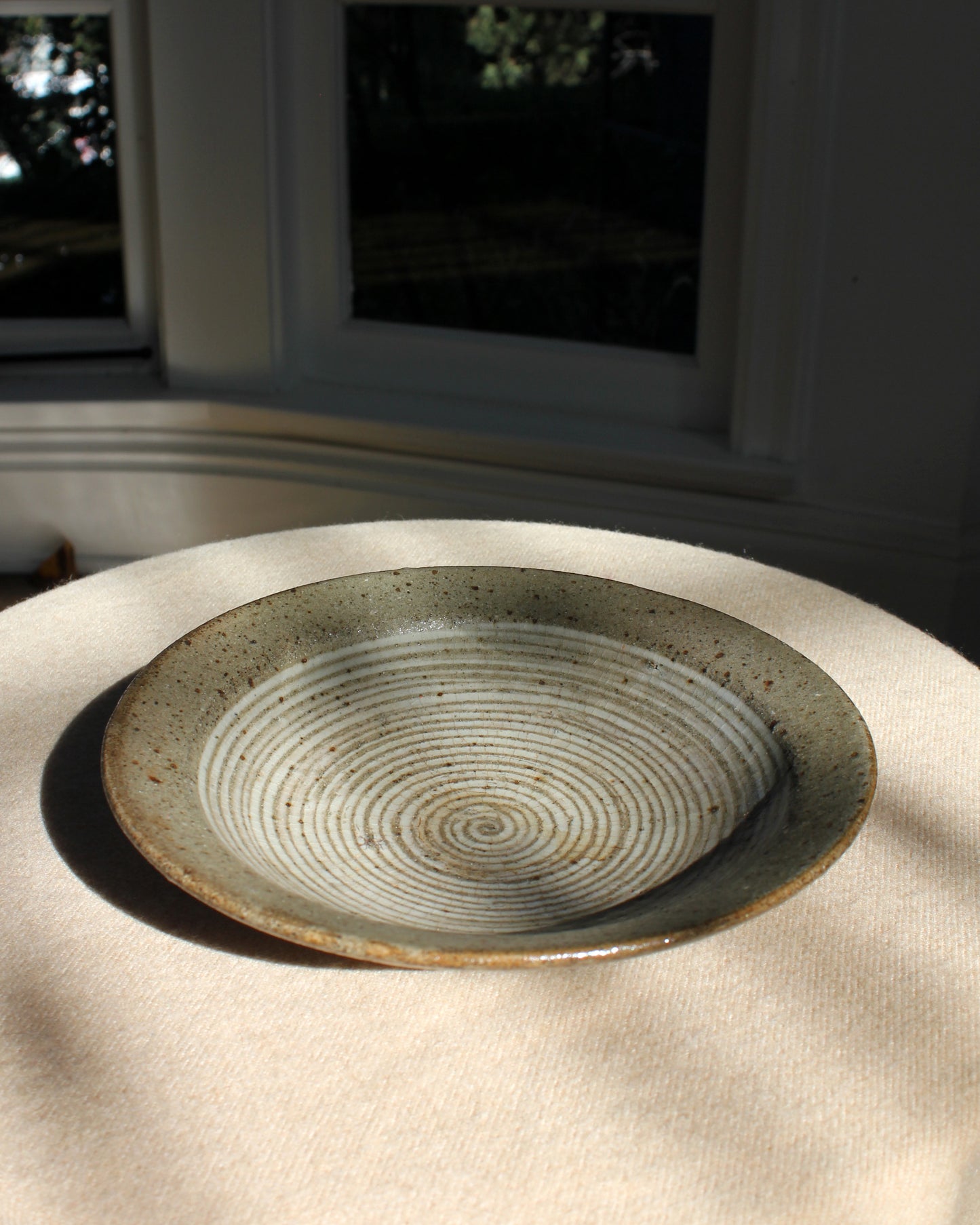 Japanese Spiral Stoneware Shallow Dish