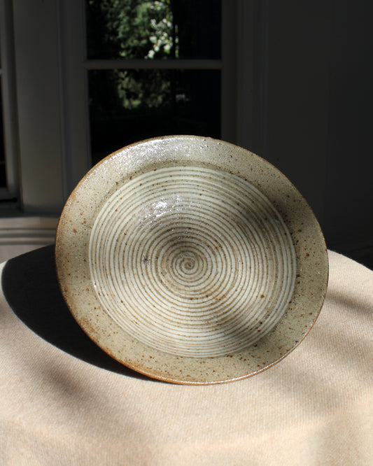 Japanese Spiral Stoneware Shallow Dish, Stoneware, Catchall